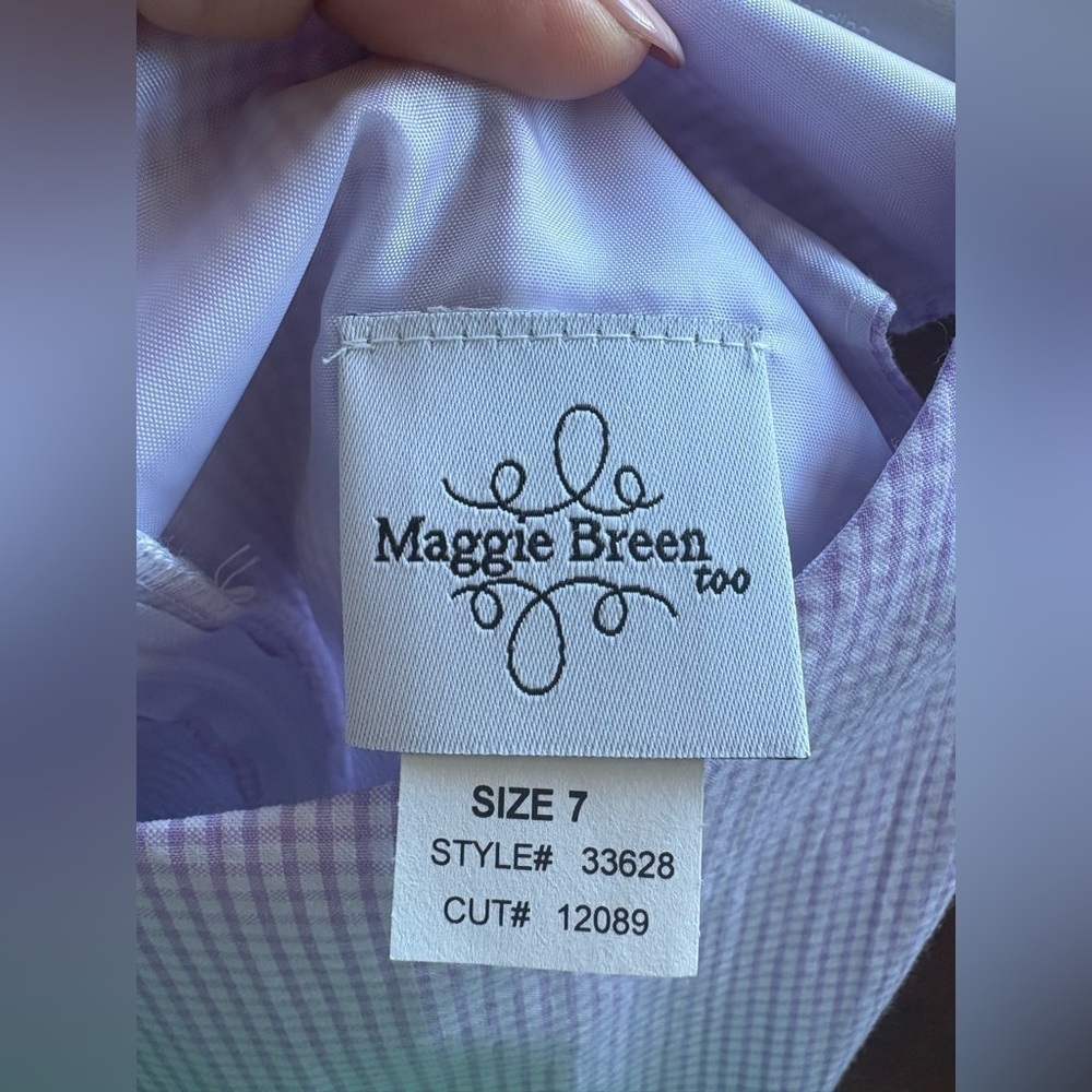 Maggie Breen Girls lavender purple plaid summer dress sz 7 NWT full back zip - Picture 4 of 5